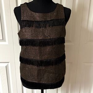 Anthropologie Sunday In Brooklyn Gold Fringe Sleeveless Top